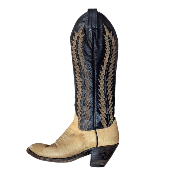 Larry Mahan Shoes - Larry Mahan Black and Tan Heeled Boots